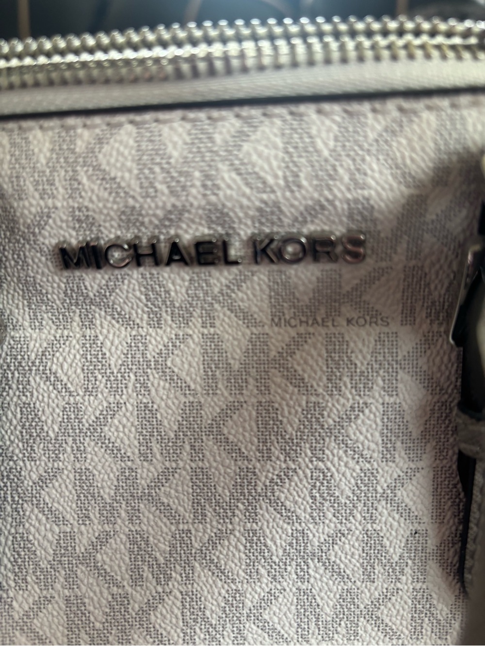 Michael Kors Logo Dome Satchel in Light Gray and Silver - Picture 3 of 9